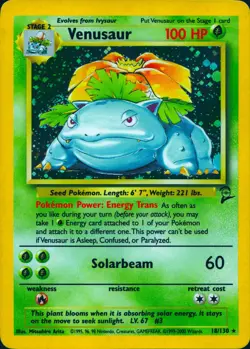VENUSAUR 18/130 HOLO RARE BASE SET 2 POKEMON HOLO MP - Image 1