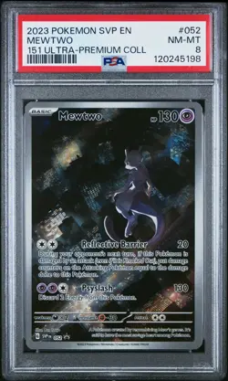 2023 POKEMON SVP EN-SV BLACK STAR PROMO 151 ULTRA-PREM COLL #052 MEWTWO PSA 8 - Image 1