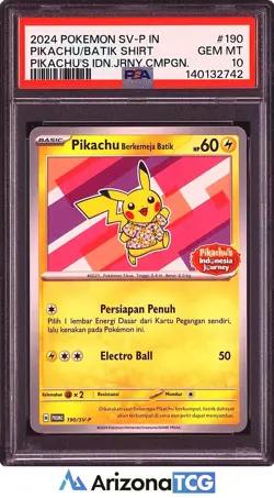 Pokemon 2024 Batik Pikachu 190/SV-P Indonesia Journey Indonesian GEM MINT PSA 10 - Image 1