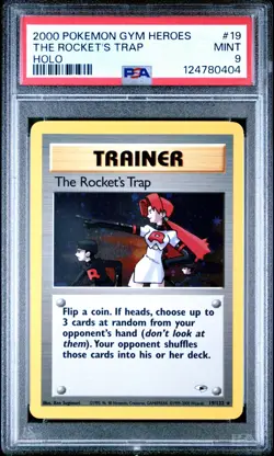 2000 Pokemon Gym Heroes #19 THE ROCKET'S TRAP HOLO 19/132 Trainer Rare PSA 9 - Image 1