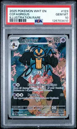 2025 POKEMON WHT EN-WHITE FLARE ILLUSTRATION RARE #123 COFAGRIGUS PSA 10 - Image 1