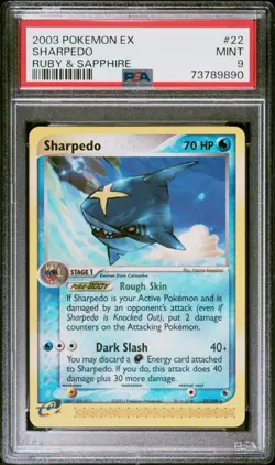 Pokemon TCG Sharpedo EX Ruby and Sapphire 22/109 Regular Rare PSA 9 Mint - Image 1