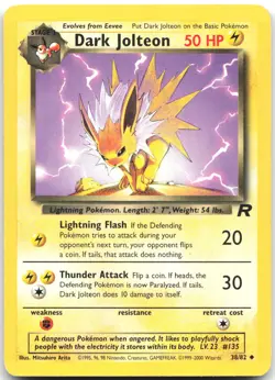 Dark Jolteon 38/82 Uncommon Team Rocket Pokemon Unlimited Moderately Played - Image 1