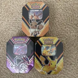 POKEMON SWSH V POWERS TINS SET - PIKACHU V, EEVEE V, & ETERNATUS V - Image 1
