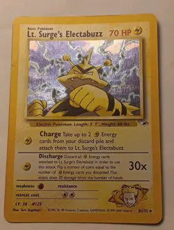 Lt. Surge's Electabuzz 6/132 Gym Heroes Holo Rare Vintage Pokemon TCG - Image 1