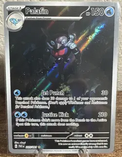 Pokemon TCG Palafin 225/91 Paldean Fates Illustration Rare - Image 1