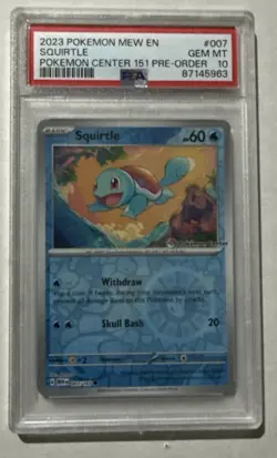 2023 Pokemon MEW EN #007 Squirtle Pokemon Center 151 Pre-Order PSA 10 - Image 1