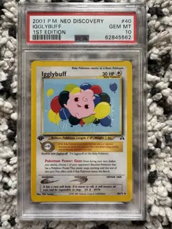 2001 Pokemon Neo Discovery 1st Edition Igglybuff #40 PSA 10 - Image 1