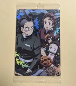 Demon Slayer wafer card Kamado Tanjiro Nezuko Genya W8-32 SR embossed holo - Image 1