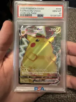 PSA 10 ⭐ Pokemon Pikachu VMAX 044 Vivid Voltage Full Art Graded Card - Image 1