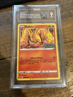 Moltres SWSH185 Stamped Brilliant Stars Pokemon Card TCG NM Black Star Promo - Image 1
