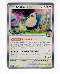 ~ESP~ SPANISH STAFF Snorlax de Paul SVP 184 Pokemon Card (TLB2) - Image 1