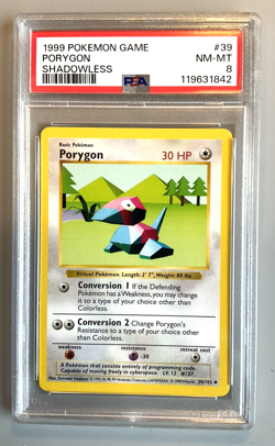 Pokemon Card 1999 Base Set Shadowless PORYGON 39/102 PSA 8 - Image 1
