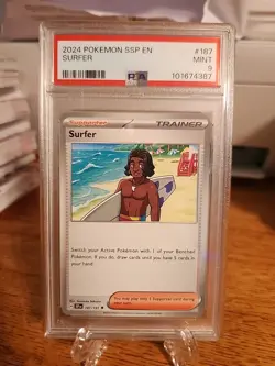 2024 Pokemon SSP en Trainer Supporter Card Surfer #187 PSA 9 - Image 1