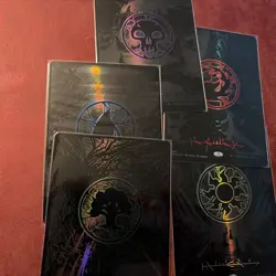 Phyrexia All Will Be One MTG Oil Slick Raised Foil, Set of 5, One of Each Land - Image 1