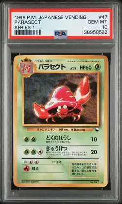 1998 POKEMON JAPANESE VENDING SERIES 1 #47 PARASECT PSA 10 - Image 1