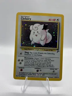 2000 Pokemon CLEFAIRY Base Set 2 Edition HOLO RARE Card 6/130 SWIRL 🌀 - Image 1