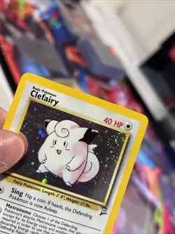 2000 Pokemon CLEFAIRY Base Set 2 Edition HOLO RARE Card 6/130 SWIRL 🌀 - Image 3