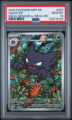 2025 POKEMON MEP EN-ME BLACK STAR PROMO #027 HAUNTER PSA 10 - Image 1