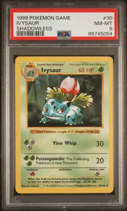 PSA 8 Ivysaur Base Set Uncommon 30/102 Regular Pokemon TCG 1999 - Image 1