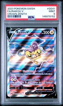 2023 POKEMON SWORD & SHIELD CROWN ZENITH #GG41 FULL ART/RAIKOU V PSA 9 - Image 1
