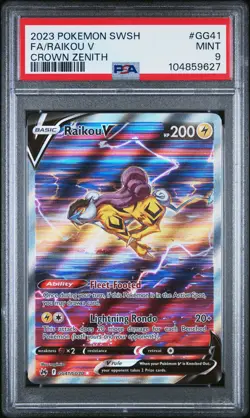 2023 POKEMON SWORD & SHIELD CROWN ZENITH #GG41 FULL ART/RAIKOU V PSA 9 - Image 1