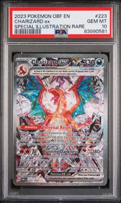 PSA 10 GEM MINT Charizard ex SIR 223/197 Obsidian Flames Pokemon 2023 - Image 1