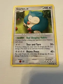 Pokemon Snorlax 81/111 Rising Rivals Regular Rare Basic 100 HP 2009 - Image 1