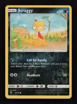 Scraggy 50/73 Common Shining Legends Pokemon Reverse Holo Near Mint - Image 1