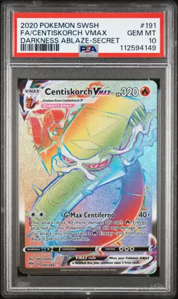 2020 POKEMON SWORD & SHIELD DARKNESS ABLAZE FULL ART/CENTISKORCH VMAX PSA 10 - Image 1