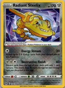 Radiant Steelix 124/196 Radiant Rare Lost Origin Pokemon Holo Near Mint - Image 1