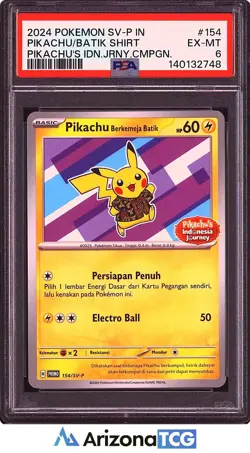 Pokemon 2024 Batik Pikachu 154/SV-P Indonesia Journey Indonesian PSA 6 - Image 1