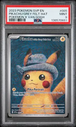 2023 POKEMON SVP EN-SV BLACK STAR PROMO #085 PIKACHU WITH GREY FELT HAT PSA 9 - Image 1