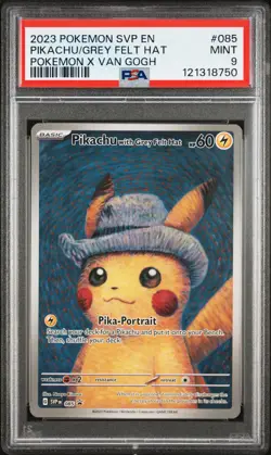 2023 POKEMON SVP EN-SV BLACK STAR PROMO #085 PIKACHU WITH GREY FELT HAT PSA 9 - Image 1