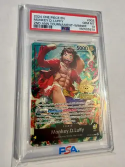 One Piece ST13-003 Luffy 2nd Anniversary Tournament Winner Promo PSA 10 - Image 1