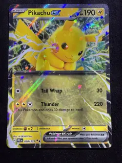 Pokemon TCG Pikachu EX Prismatic Evolutions Double Rare Holo Card 028/131 - Image 1