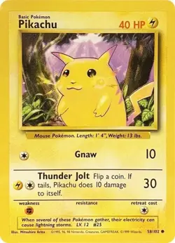 Pikachu Pokemon Card - Base Set (BS) 58/102 (LIGHT PLAY LP) - Image 1