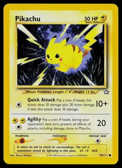 Pokemon Card - Pikachu Neo Genesis 70/111 Unlimited Common - Image 1
