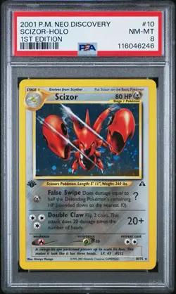 Pokemon Scizor Neo Discovery 1st Edition Holo Rare #10 PSA 8 NM Milli Cert - Image 1