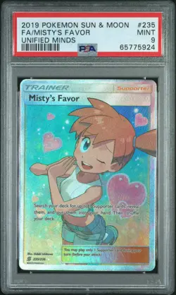 Pokemon Misty's Favor Unified Minds Full Art Trainer #235 PSA 9 Mint English - Image 1
