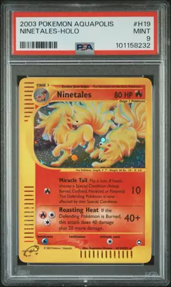 Ninetales Holo Rare H19 2003 Pokemon Aquapolis PSA 9 Mint Milli Cert E Series - Image 1