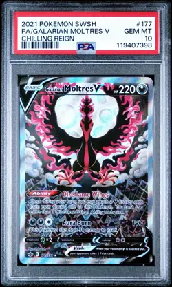 Pokemon Galarian Moltres V Chilling Reign Full Alt Art #177 PSA 10 Gem Mint - Image 1