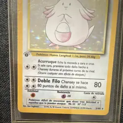 Pokemon Chansey 3/102 Base Set 1st Edition Shadowless Holo Rare Spanish Card - Image 3