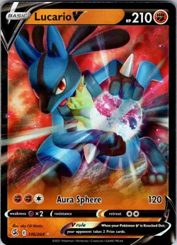 Lucario V 146/264 Holo V Rare Fusion Strike Pokemon Holo Near Mint - Image 1