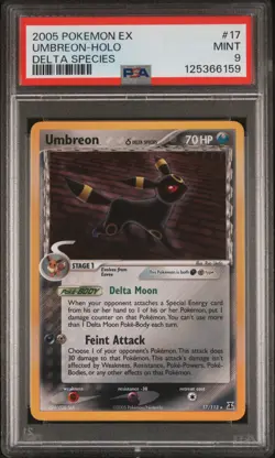 2005 POKEMON EX DELTA SPECIES #17 UMBREON-HOLO PSA 9 - Image 1