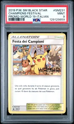 2019 POKEMON SM BLACK STAR PROMO WORLD 19-ITALIAN CHAMPIONS FESTIVAL PSA 9 - Image 1