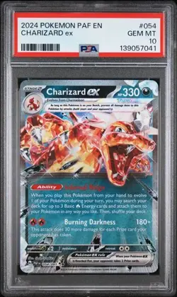 2024 POKEMON PALDEAN FATES CHARIZARD EX 054/091 ENGLISH PSA 10 GEM MINT - Image 1