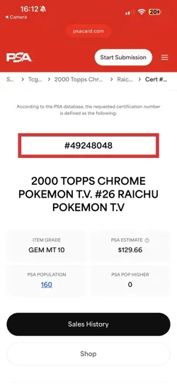 Raichu Pokemon Topps TV Animation #26 PSA 10 - Image 3