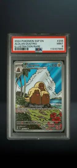 Pokemon Alolan Dugtrio 208/191 Sv08 Surging Sparks Illustration Rare Holo PSA 9 - Image 1