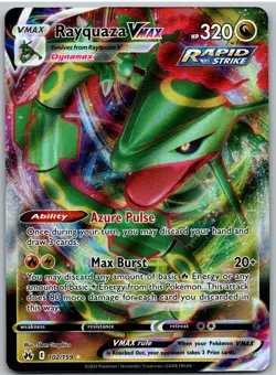 Rayquaza VMAX 102/159 Holo VMAX Rare Crown Zenith Pokemon NM - Image 1